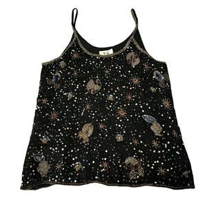 Vintage Together Silk Beaded Constellation Sleveless Top